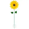 Pastoral Style Metal Wind Spinner Stainless Sunflower Vertical Metal Wind Spinner Kinetic Outdoor Yard Art Decorations Stake Q0811