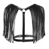 Women's Harness Erotic Lingerie Sex Cosplay Costume PU Leather Adjustable Body Chest Bondage Belt With Shoulder Tassel Bras S292n