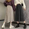 Nomikuma Autumn Winter Velour Floral Skirts Korean Causal Stretch High Waist A-line Skirt New Faldas Mujer Moda 6D317 210427
