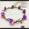 Andra Smycken Drop Leverans 2021 Travel Beach Leaves Rattan Färgglada Bröllopskläder Bridesmaid Bridal Headband Crown Böhmen Head Flower Gi