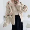 Za embroidery Knitted Sweater Women Cardigan Befree Harajuku Flower Pull Femme Hiver Leisure Time Coat Truien Dames Autumn 210510