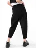 [EAM] High Elastic Waist Black Long Casual Harem Trousers New Loose Fit Pants Women Fashion Tide Spring Autumn 2021 1Y76601 Q0801