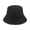 دلو قبعة الأزياء الصلبة الشتاء سميكة الدافئة فو الفراء أفخم المرأة الصوف الصوف القبعات السيدات بنما كاب صياد قبعات