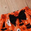 Herbst Kinder Sets Casual Langarm O Hals Brief T-shirt Bogen Halloween Stil Röcke 2 stücke Mädchen Kleidung 6M-4T 210629