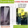 Front and back tempered glass phone screen protector for iphone 12 mini 11 pro max xr xs x 8 7 Plus 2pcs film in one retail package