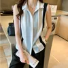 Femmes sans manches en mousseline de soie Cardigan été gilet chemise mode chemises à rayures montre de sport Blusas Casaul vêtements 13923 210417