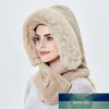 Gorro de piel de invierno con orejeras para mujer con gorro cálido grueso con capucha para mujer al aire libre a prueba de viento estilo ruso gorros suaves y esponjosos para mujer