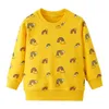 Jumping Meters Filles Sweatshirts Rainbow Imprimé 100% Coton Automne Hiver Sport Chemise Enfants Vêtements Mode À Manches Longues Top 210529