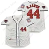 Hank Aaron Jersey Retro Baseball 1963 1974 Hall Of Fame 715 Patch Zipper Pullover Button Home Away White Red Cream Blue