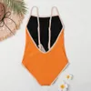 Pomarańczowe bikini body bodysuit stroju kąpielowa w kratę proce padowe panie stroje kąpielowe na zewnątrz Podróż na stroje kąpielowe