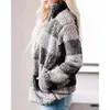 Kvinnor vinter teddy tröja fluffy sherpa fleece pläd pullover 1/4 dragkedja turtleneck tröja höst varm street slitage