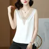 Korean Silk Embroidered Edith Cotton Lace Tank Top With Elastic