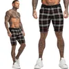 Men's Shorts Homme Summer Elastic Waist Plaid Short Skinny Fit Fashion Brand Fitness Shorts for Men Casual Stretchy Chinos 210723