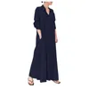 Casual Dresses 40# Solid Color Shirt Maxi Dress Women Cotton And Linen Lapel Long Sleeve With Pocket Boho Plus Size Loose Robe Femme