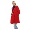 Kvinnors ullblandningar 2021 Coats Kvinnor Vinter Solid Swing Plus Velvet Overcoat Girls Double Breasted Pea Långärmad Slim Coat Storlek