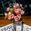 Couronnes de fleurs décoratives, Simulation de fausses fleurs, Rose, pivoine, hortensia, Bouquet Rose, décoration florale pour salon et mariage