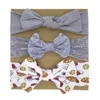 Baby Headbands Floral Bow Hair Tillbehör Kids Girls Lace Head Wrap Barn Elastisk Bowknot Headband 3pcs Set Kha36