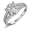 Cluster Rings 2 Pure Gold 14k Round Brilliant Ideal Excellent Diamond Women Anniversary Ring Lab Grown Stone Top Quality