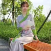 ASIA Элегантное повседневное платье для женщин Летний Винтаж Узор Femme Long Vestidos Женская одежда Одежда Roache Восточный Тибет Cheongsam Стиль платье