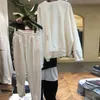 Nomikuma Moda Kazak Pantolon Setleri Uzun Sleev EO-Boyun Kazak Hoodie + Lace Up Yüksek Bel Harem Pantolon Kadınlar Yeni 6G443 210427