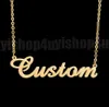 18K Gold Plated Customized Fashion Stainless Steel Nameplate Pendant Personalized Letter Silver Choker Necklace Men Women Gift