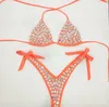 Semester bandage badkläder sexiga kvinnor bikini set diamant rhinestone baddräkt beachwear kvinnor