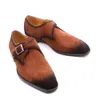 2021 الخريف جلد الغزال جلد الغزال أحذية الرجال أكسفورد براون عارضة الكلاسيكية الراهب مشبك حزام اللباس أحذية للذكور أحذية مريحة