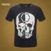 PP Fashion Męska Designer Slim Fit Fit Koszulka Lato Rhinestone Krótki Rękaw Koszula Okrągły Neck Koszula Tee Skulls Drukuj Topy Streetwear Collar Polos M-XXXL SP8895