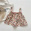Kleding Sets LZH 2022 Kinderzomer Wireless Set voor Kinderen 3-8 jaar Kostuum Sling Print Top + Shorts Suit Baby Girls Outfit