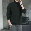 Chemise à col rond en velours allemand T-shirt à manches longues pour hommes avec pull intérieur en peluche et épais, couleur unie, automne H1206