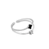 100 % 925 Sterling Silber Funkelnde schwarze Kleeblätter Ringe für Mode Frauen Hochzeit Verlobung Schmuck Accessoires Geschenk