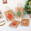 Christmas gift wrap kraft paper handbag Santa Claus gifts bag new year party package present tote bags cartoon handbags craft ZL0001