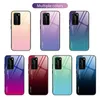 Colorful Gradient Phone Cases for Huawei P40 Pro P30 lite P20 Plus Nova4E Y7P Y7A P smart 2021 Tempered Glass Case Protective Cover