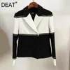 Women Black White Striped Big Size Blazer Lapel Long Sleeve Loose Fit Jacket Fashion Tide Spring Autumn SF673 210421