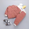 Vêtements pour enfants hiver coréen Plus velours épaississement garçon fille bébé deux pièces pain costume coton ensembles 210625