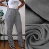 Sisterna Style Style Style Grey Pantaloni per le donne con coulisse Casual Pantaloni impilati extra lunghi invernali Pantaloni caldi spessi 2020New Y211115