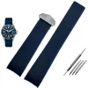Rubber Watchband For TAG WAY201A/WAY211A 300|500 Wrist Strap 21mm 22mm Arc End Black Blue Watch Band With Folding Buckle Bands