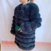 Zimowe ciepłe damskie płaszcz naturalny futro prawdziwa kurtka z długim rękawem odpinany 4in1 długie 211110