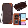 Flip Wallet Phone Cases for iPhone 15 14 13 Pro Max I 12 11pro XS XR X 7 8 P Luxury Four Corners Stitching Card Card Pocket Kickstand Brown Flower Women Gen