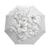 Full Automatic 3D Floral Guarda Chuva White Protezione solare Tre Ombrello pieghevole Rain Women Anti UV Outdoor Travel Sombrinha 210721