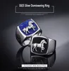 2021 Koreański Tajski S925 Czarny Kamień Lapis Lazuli S Dla Mężczyzna Proste 925 Silver Męska Ring Boyfriend Gift