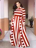 Oversized Women Maxi Långärmad Golvlängd Casual Plus Size Ladies Spring Autumn Stripes Party Dresses Female Vestido X0521