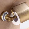 Antique Brass Luxury Bathroom Accessory paper Holder Toilet Brush Rack Commodity Basket Shelf Soap Dish Towel Ring 210720