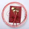 Nordic Red Dinnerware Set Forks Facas Colheres Table Utensílios Ocidental Cutelaria Royal Spoif Chopsticks Alta Qualidade