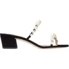 Luxurious Sandals Women One Word Belt Pearl Slippers Chunky Heels Mule Square Toe Summer Heels Party Wedding Slidesh 35-40