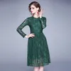 Casual Dresses DROWYD Fashion Lace Floral Boho Party Midi Dress Women Winter Sexy Long-sleeved O-neck Elegant Club Vestido