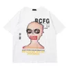 Esqueleto Hip Hop Tshirt de manga curta O-pescoço frouxo t - shirts preto branco Tee streetwear roupa 210603
