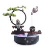 Creative Living Room Fountain Water Humidifier Lamp Ring Fortune Furnishings Desktop Fish Tank Decoration 211105