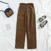 JMPR Spring Cord Cord Pants Wysoka talia Autumn Vintage Korean Casual Gread Net Elegancki pasek luźne bawełniane streetwear 220211