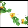 Suministros festivos para fiestas Garden2Dot6M Guirnalda de girasol artificial Flor falsa de seda Planta de hoja de hiedra Decoración del hogar Pared 6 paquetes Flores decorativas